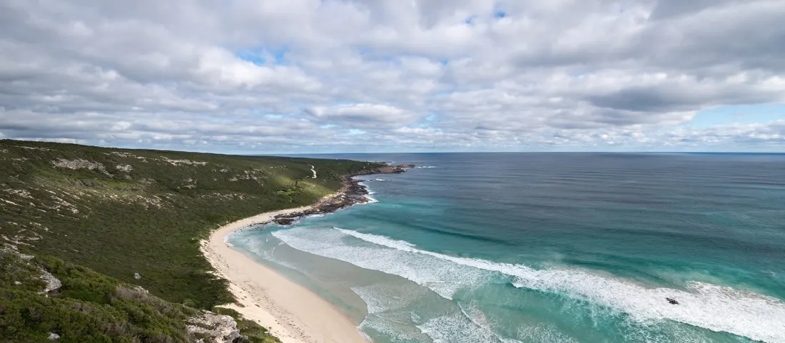 Surf beach and coastal heath between Cape Naturaliste and Cape Leeuwin near Margaret River