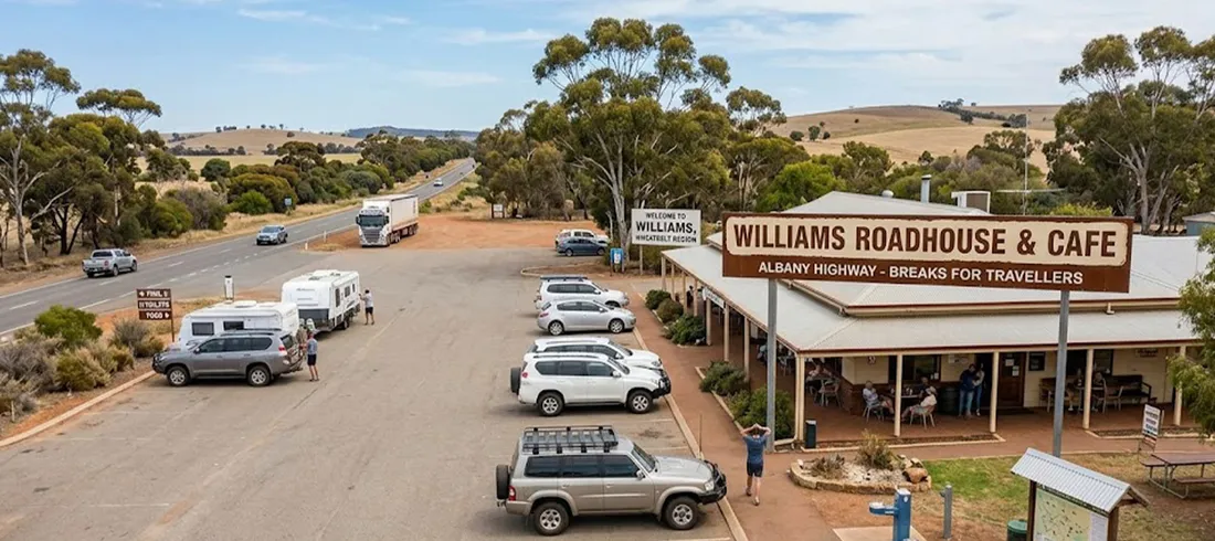 Williams roadhouse and cafe on the Albany Highway, a popular break for travellers